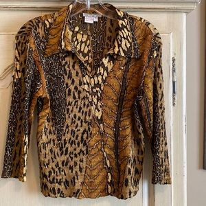 Alberto Makali Women’s animal printed top, v neck, beaded.